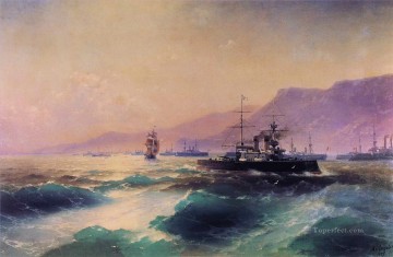 gunboat off crete 1897 Romantic Ivan Aivazovsky Russian Oil Paintings
